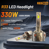 Faros Delanteros LED Redsea R33 330W 33000LM H4 H7 9005 9006 9012 H1 para Automóvil, Bombillas LED para Coche
