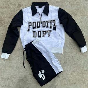 Ensemble survêtement et short décontracté pour homme, coupe-vent en nylon, avec logo imprimé personnalisé, idéal pour l'été et le style universitaire - Product Image 2