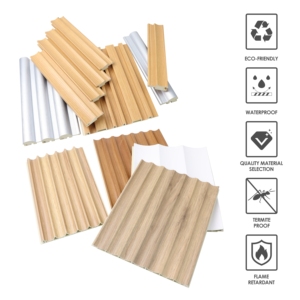 En promotion : Panneau composite bois-plastique imperméable, rainuré, revêtement mural WPC pour salon - Product Image 4