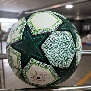 Toprate calidad probada seguridad estándar OEM tamaño 5 balón de fútbol estilo moderno diseño de moda patrón de bloque colorido llama estrella - Product Image 4