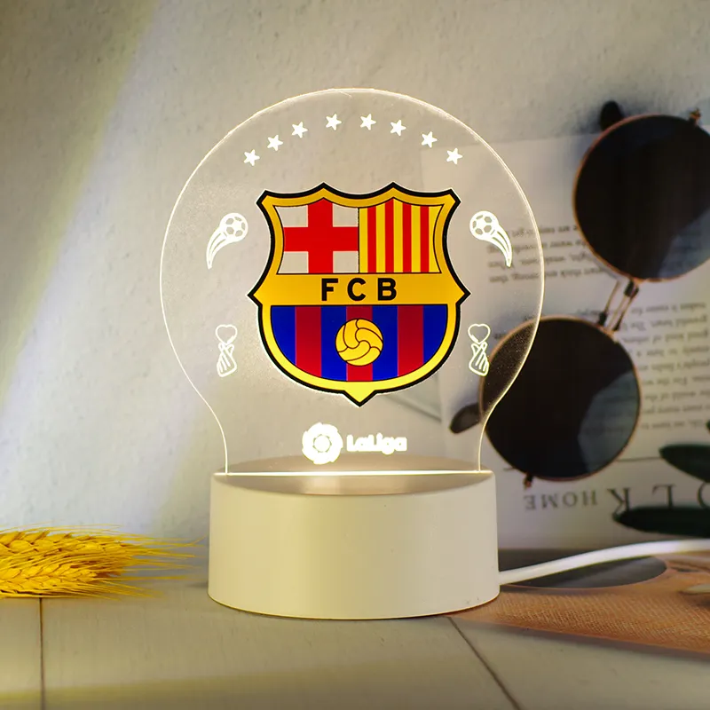 Produk populer 2023 produk baru logo sepak bola hadiah Logo kustom lampu malam meja lampu kamar tidur lampu akrilik 3D