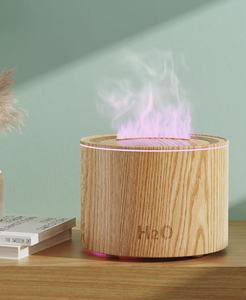 Household 160ml Round Humidifier Flame Style <b>Aroma</b> <b>Diffuser</b> Wood Grain Crack Design Automatic Fragrance <b>Diffuser</b> - Product Image 4