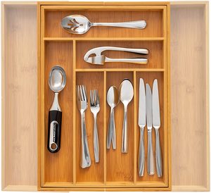 Organisateur de tiroir extensible en bambou pour ustensiles de cuisine, plateau à couverts pour restaurant, <span class=keywords><strong>rangement</strong></span> pour couverts - Product Image 4