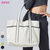 Tas Tote Yoga Fitness Kapasitas Besar Unisex Janya dengan Kantong Samping, Logo Custom, Tas Tangan Kasual Mewah, Anti Air, Bahan Nylon Olahraga, Model Terbuka