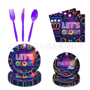 Party Paper Plates 18Cm Neon Design Birthday Decoration <b>Round</b> Tableware Set 10Pcs - Product Image 5
