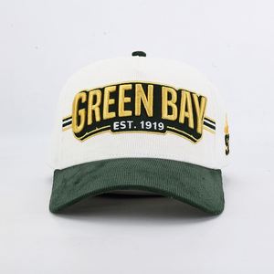 Casquette de baseball en velours côtelé 5 panneaux entièrement personnalisable OEM ODM de haute qualité, broderie 3D, bicolore, style Dad Hat, pour sports de plein air, vente en gros - Product Image 2