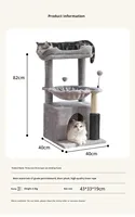 Structure d'escalade pour chat en bois intégrée, maison pour chat, poteau à gratter en sisal, plateforme de saut, design minimaliste moderne, export en carton