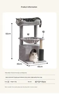 Estructura de Madera Integrada para Gatos, Casa para Gatos, Poste Rascador de Sisal, Plataforma de Salto, Diseño Moderno y Minimalista, Exportación en Cartón - Product Image 6