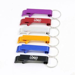 Porte-clés décapsuleur en acier inoxydable avec logo personnalisé - Ouvre-boîte polyvalent - Mousqueton compact et durable imprimé en typographie aux couleurs vives - Product Image 1