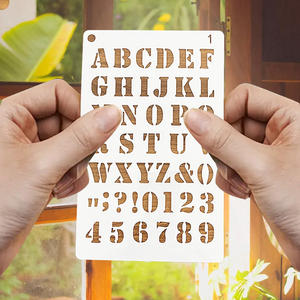 Juego de plantillas de letras de plástico reutilizables, 12 Uds., plantilla de pintura de pulverización artesanal DIY con números para pintar y dibujar - Product Image 3