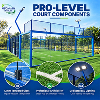 Terrain de padel commercial Hechuan Multi Bay White Curved Canopy, résistant aux intempéries, avec toit, gazon artificiel et éclairage LED 200W.