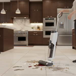 Nettoyeur de sols électrique portatif, aspirateur et balayeuse pour intérieur, pour nettoyage humide et sec - Product Image 1