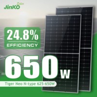 Panel Surya Jinko 625W-650W Bifacial Dual Glass Tipe-N HJT Tier 1, Efisiensi Tinggi 24.9%, Siap Pakai Sistem On Grid/Off Grid