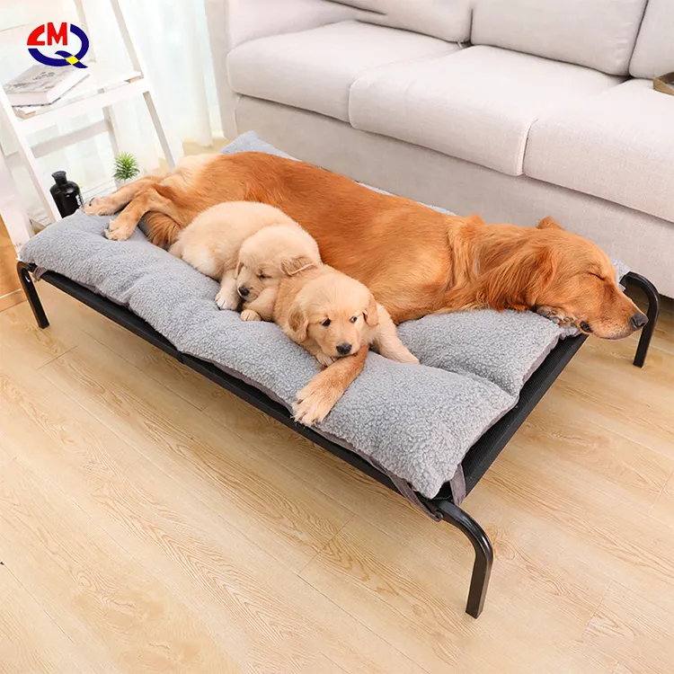 Fabrika fiyat özel etiket dayanıklı çelik çerçeve yükseltilmiş serin evde beslenen hayvan yatak yükseltilmiş köpek yatağı