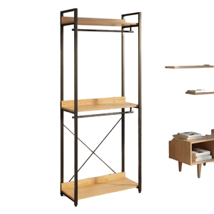 Modern Simple <b>Wooden</b> Bedroom Coat <b>Rack</b> with <b>Storage</b> Shelves Space-Saving Design Home -Furniture - Product Image 1