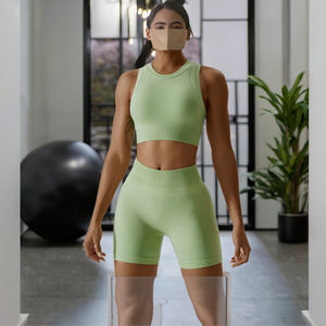 Conjunto de Yoga sin Costuras para Mujer, Ropa Deportiva Transpirable, Leggings de Cintura Alta, Top Corto, Traje de Fitness, Talla Grande - Product Image 2