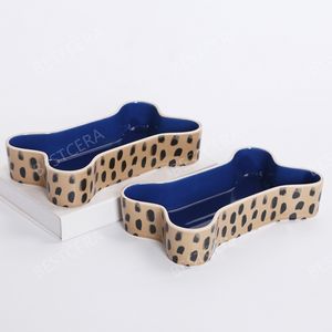 Bescera grosir mangkuk makanan anjing berbentuk tulang mewah mangkuk dekoratif untuk mug mangkuk makan hewan peliharaan keramik kustom - Product Image 1