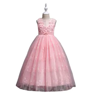 Платья в европейском и американском стиле с цветами, высококачественное платье для подружки невесты для девочек, детское платье для выступлений