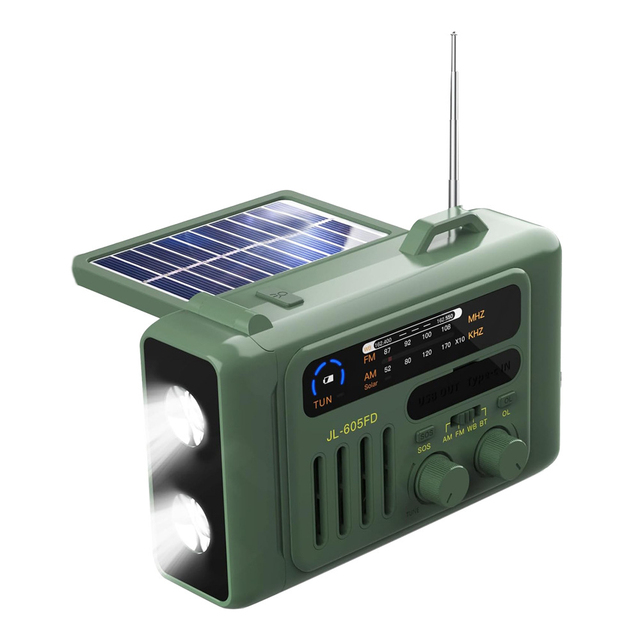 Factory Custom Hand Crank Solar Radio AM FM BT 5.0 Speaker 20W LED Light USB Rechargeable Outdoor Camping Device