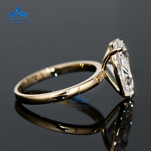 Gra מוסמך 14k אמיתי אגס חיתוך סוליטר vvvvvvvvvvvs en טבעת אירוסין halo - Product Image 2