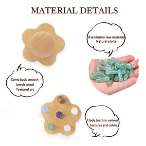 新着ローズクォーツジェイドコームナチュラルエコラックス木製ジェムストーンミニマッサージローラー - Product Image 2