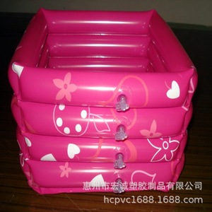 Pvc <b>Inflatable</b> Shampoo Basin Heart Pattern Pink For Baby <b>Bathing</b> Huizhou Made - Product Image 2