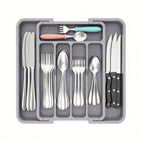 Boîte de rangement rectangulaire en silicone à tiroir coulissant, organisateur multi-niveaux pour baguettes et couverts de cuisine, vente en gros