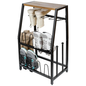 This 2-in-1 <b>shoe</b> <b>rack</b> features shelves and <b>shoe</b>/booth <b>storage</b>, accommodating up to 8 pairs of <b>shoes</b>. It also includes an - Product Image 1
