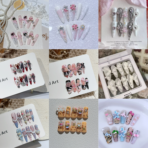 Date Y2K Spice Girl <span class=keywords><strong>Long</strong></span> Canard De Luxe Français En Métal Rivet Carré Punk Diamant <span class=keywords><strong>Faux</strong></span> Ongles Cadeau Acrylique À La Main Presse sur Ongles - Product Image 3