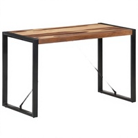 Table à manger rectangulaire en bois massif avec pieds en métal, design industriel moderne, 4 places, meubles pour la maison