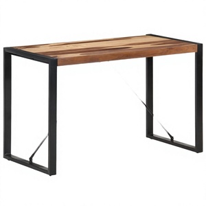 Rectangle Solid <b>Wood</b> <b>Dining</b> <b>Table</b> With Metal Legs <b>Industrial</b> Modern Design 4 Seater Home Furniture - Product Image 4