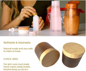 Pot en plastique ambré dépoli de qualité alimentaire pour miel, 150 ml, 250 ml, avec couvercle en bambou, idéal pour beurre corporel et crème cosmétique - Product Image 6