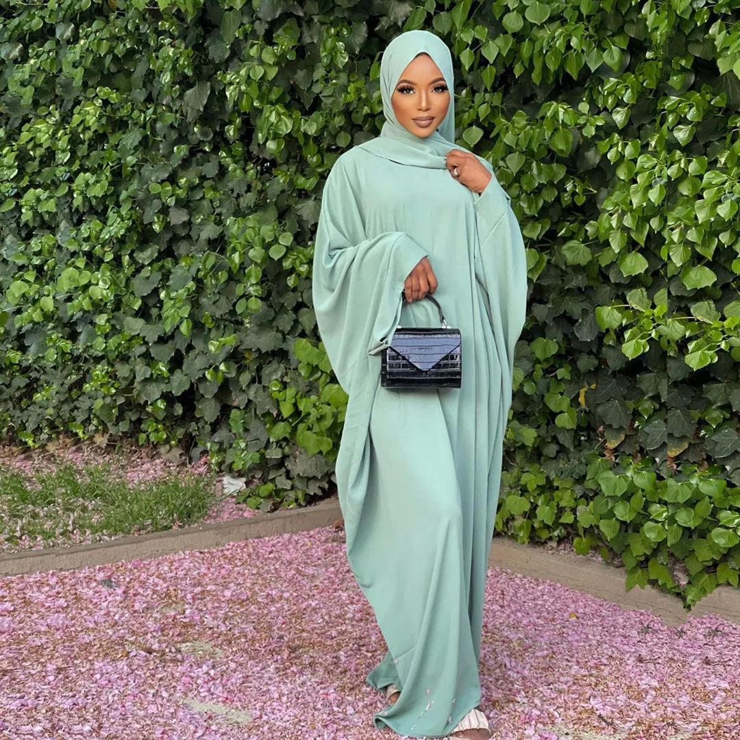 Trang Phục Hồi Giáo 10 Màu Phụ Nữ Hồi Giáo Truyền Thống Tay Áo Cánh Dơi Váy Phồng Váy Dài Cầu Nguyện Abaya