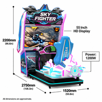Machine de jeu d'arcade professionnelle Sky Fighter de 55 pouces, à monnayeur, avec joystick de vol dynamique pour centre de jeux