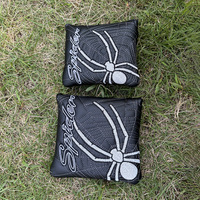 Housse de protection pour putter de golf, carrée ou semi-circulaire, en cuir PU noir et blanc, avec doublure en polaire pour la protection de la tête du club