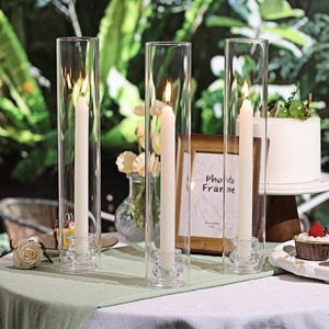 Portavelas de cristal Hurricane para velas cónicas con cubierta de chimenea alta de cristal transparente a prueba de viento - Product Image 3