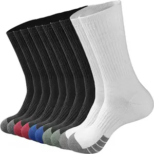 Autumn and winter men's white long socks large-sized rubber and cotton socks wholesale basketball sports mid tube socks