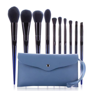 Juego de 10 <span class=keywords><strong>Brochas</strong></span> de <span class=keywords><strong>Maquillaje</strong></span> Profesionales, Diseño Elfo Azul Encantador, Brocha de Pelo Sintético para Rostro y Corrector - Product Image 3