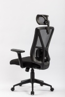 Chaise de bureau exécutive ergonomique à dossier haut en maille, appui-tête réglable, soutien lombaire, accoudoirs réglables, base métallique pivotante