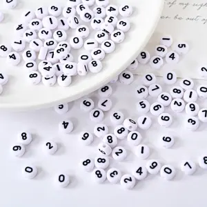 DS Wholesale 4*7mm Round Arabic numerals beads White beads and black numbers 500 gram per pack