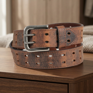 Ceinture en cuir véritable haut de gamme pour homme, avec boucle carrée en acier, motif uni, étanche, écologique et durable, idéale pour les soirées. - Product Image 1