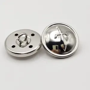custom 20mm dome shank designer metal brass shiny silver nickel Button
