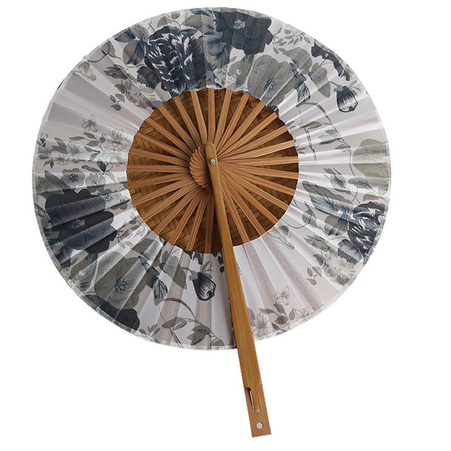 Fatingna Eco-Friendly Bamboo Reunion Chinese Ancient Fan Japanese Style Windmill Folding Long Handle Fan Anime Dance Folding Fan