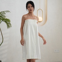 Blanc Satin Femmes Doux Wrap Serviette Douche Wrap Robe Léger Spa Corps Wrap Fermeture Réglable Peignoir