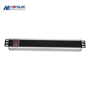 Regleta de extensión de 9 vías 19 \ "1.5U 2M Enchufe conmutado 19 \" 1.5U 2M Enchufe Interruptor de encendido/apagado de 2 polos 19 \ "1.5U 2M Distribución de energía - Product Image 1