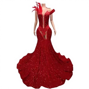 Abito lungo personalizzato da donna, elegante abito aderente da sera con diamanti, abito da <span class=keywords><strong>ballo</strong></span> chic ed elegante, produttori <span class=keywords><strong>di</strong></span> abbigliamento - Product Image 5