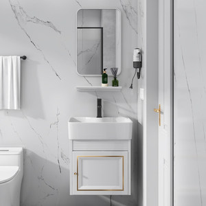 Small ceramic integrated basin intelligent <b>mirror</b> cabinet small-sized <b>wall</b> mounted bathroom cabinet - Product Image 5