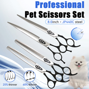 Yijiang ensemble de ciseaux de toilettage pour chiens 8 pouces droit courbe Chunker plus mince cisaillement tranchant coupe <span class=keywords><strong>chien</strong></span> ciseaux Kit outils de toilettage - Product Image 2