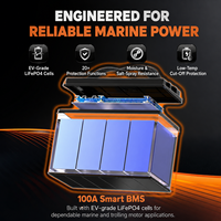 Batterie LiFePO4 LiTime 12,8 V 100 Ah Groupe 31 pour moteur de pêche à la traîne avec BMS intelligent Bluetooth pour bateaux marins et la pêche