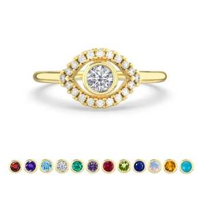 แหวนเงินแท้ 925 ชุบทอง 18K ประดับมอสซาไนต์ทรงเบเซล ดีไซน์คลาสสิกหรูหรา สำหรับผู้หญิง วัยรุ่น และเด็กผู้หญิง  พร้อมอัญมณีประจำเดือนเกิด - Product Image 3